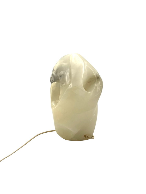 Image 1 of Sculpturale albasten tafellamp, Frankrijk 1980