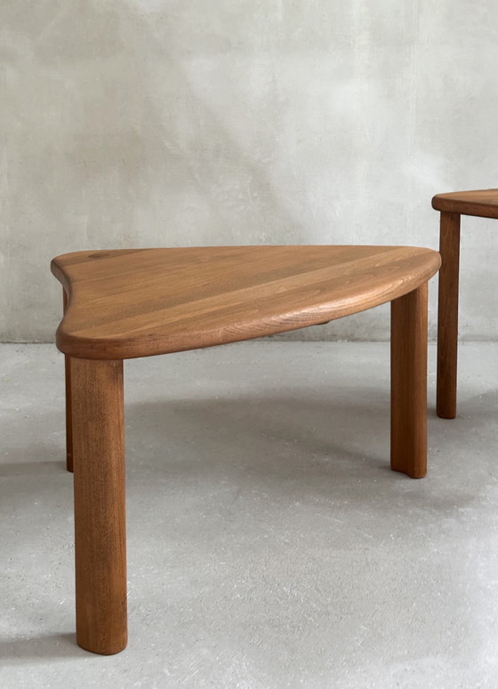 Image 1 of Set of 2 Scandinavian side/saloon tables (1970s) - kidney-shaped with inlay