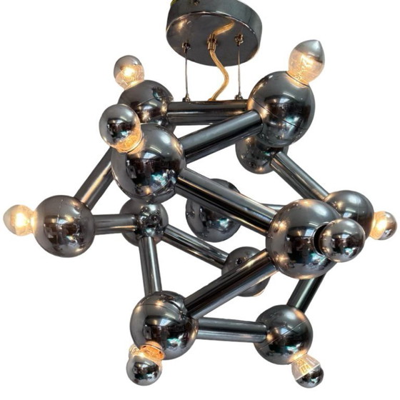 Image 1 of Paul de Haan for Jolina Lighting - Chromed pendant - Model name: Kolja’s Favorite - Dutch design - Sputnik or atom shaped design