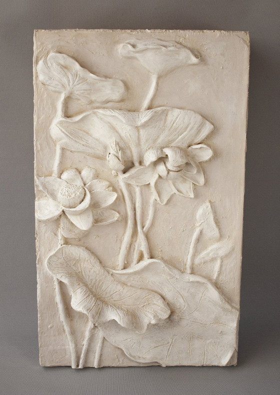 Image 1 of Bas-relief with flowers. Relief with flowers. Flowers in relief. Flower sculpture. Sculpted flowers. Flower painting. Ornament