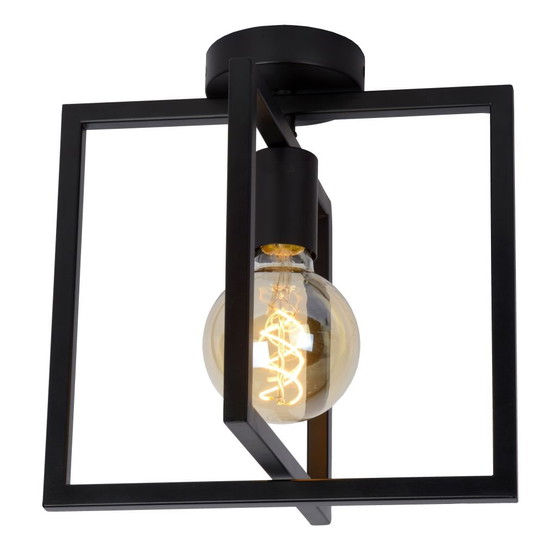 Lucide LUUK Ceiling Light 1x E27 Black - Square Design – Metal, Modern (photo 2 of 4)