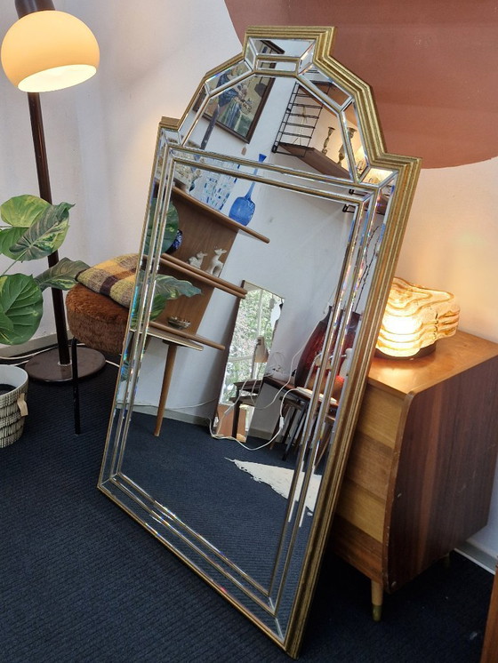 Image 1 of Vintage spiegel DeKnudt messing facet geslepen