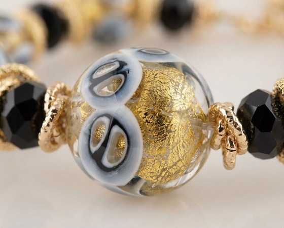 Image 1 of Collar de cristal de Murano hecho a mano con pan de oro de 24 kt.
