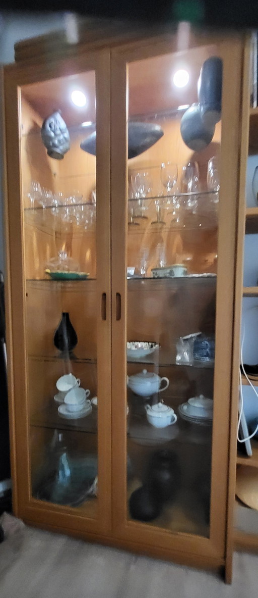 Display cabinet / wall unit, solid light oak