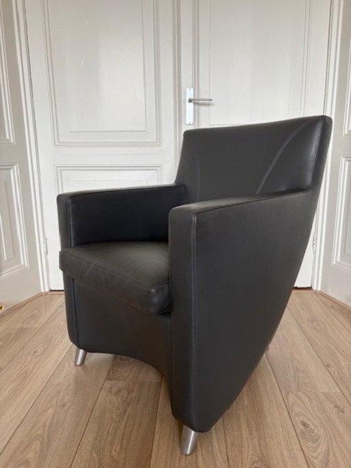 Fauteuil Leolux Dolcinea - Cuir anthracite - Très bon état
