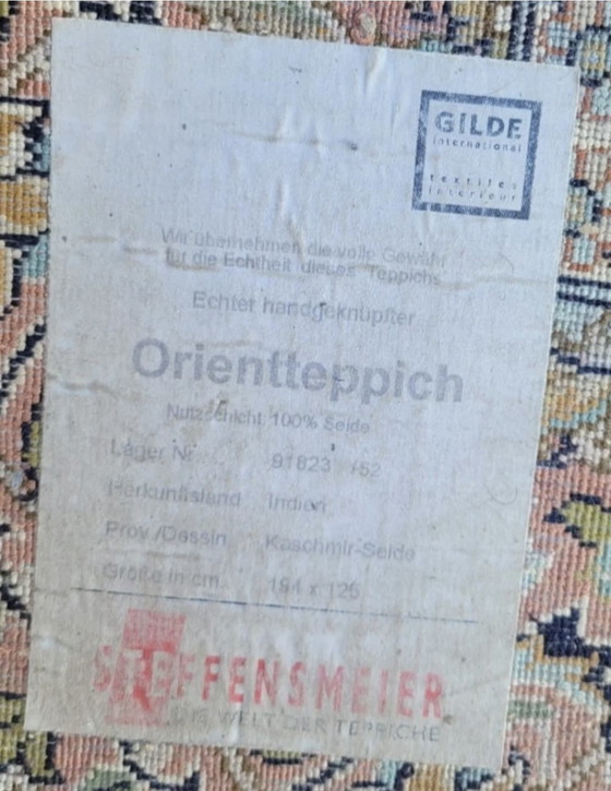 Image 1 of Noble tapis d'Orient noué à la main, pièce unique pich en 100 % soie | soie du Cachemire | 194 x 125 cm
