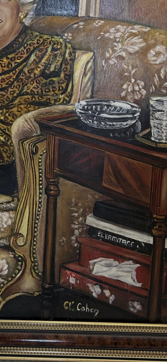 Large Antique Portrait Oil Painting Burl Wood Frame 91x71 – Paintings & Drawings, Canvas (photo 3 of 5)