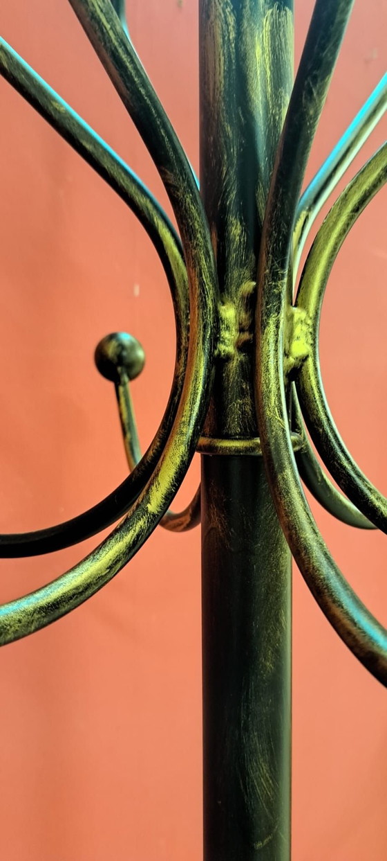 Vintage Golden Forged Coat Rack, Iron, Black (photo 4 of 5)