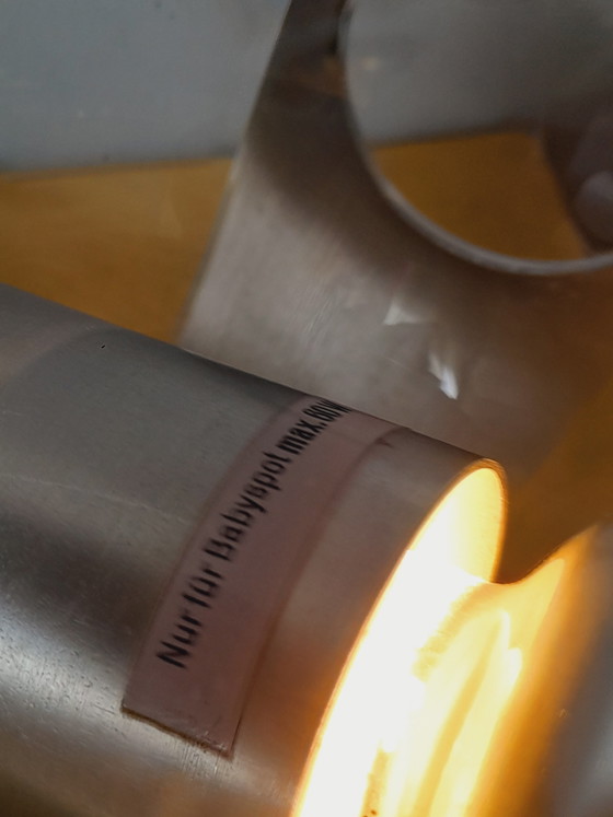 Image 1 of Ruimtevaartlamp in verchroomd metaal en rookglas, 1970