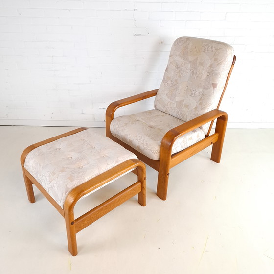 Image 1 of Vintage armchair with ottoman, Danish design, teak, 1970s