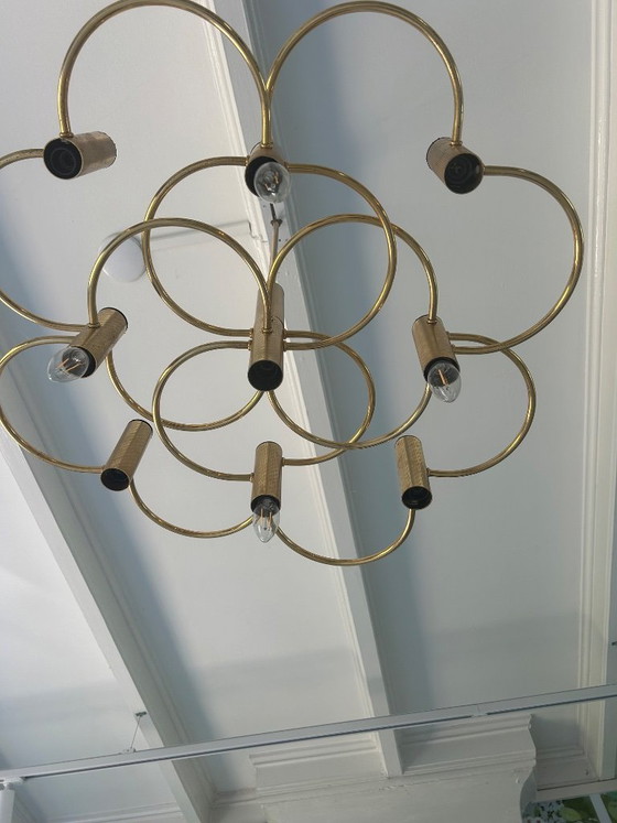 Image 1 of Lampadario in ottone di Gaetano Sciolari.