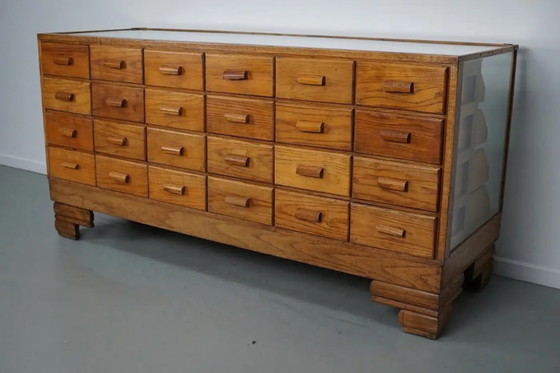 Image 1 of Meuble de mercerie/comptoir de magasin ancien en chêne britannique, années 1920/30