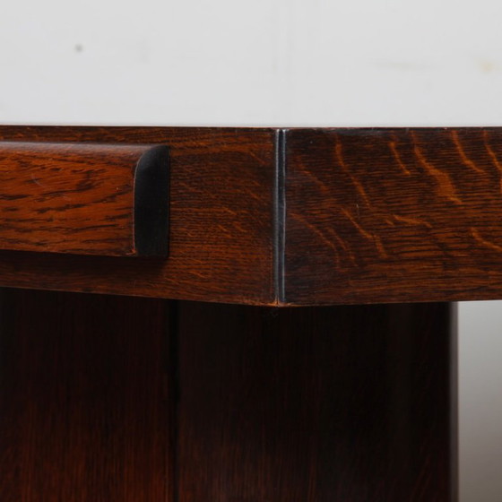 Image 1 of Eikenhouten eettafel in de stijl van Charles Dudouyt, 1940.