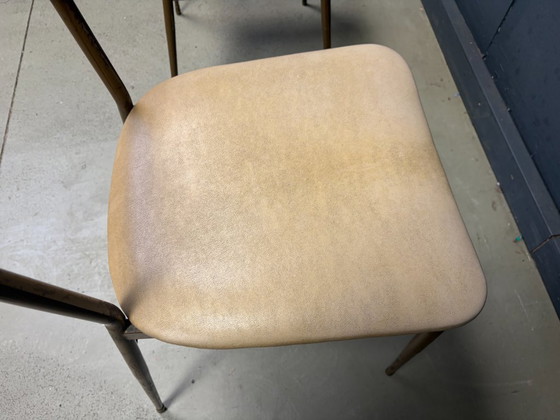 Mid Century Italian Brass Dining Chairs, 1950s – Metal, Skai (photo 11 of 12)