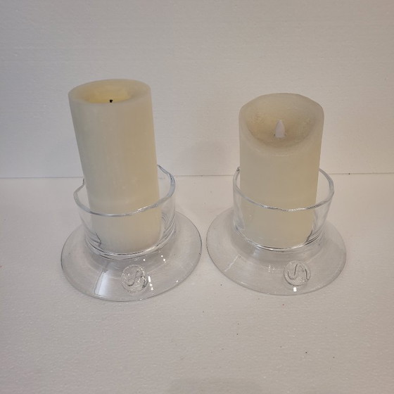 Image 1 of Coppia di candelieri in cristallo, Sempre, anni 2000 - Belgio