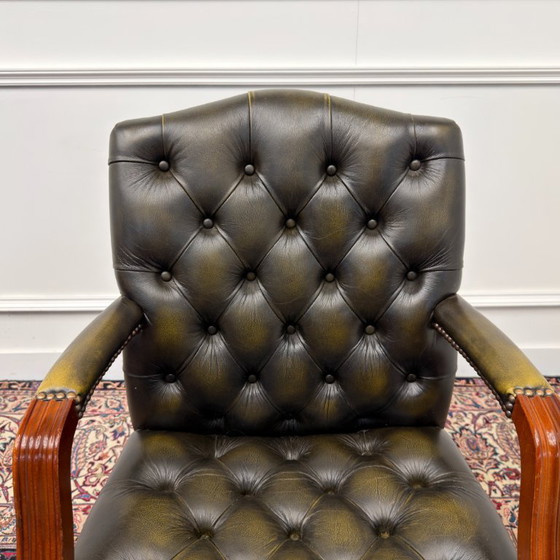 Englischer Wade Chesterfield Bürostuhl – Bürostühle, Leather, Wood (photo 5 of 7)