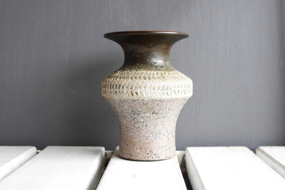 Image 1 of Brutalist ceramic vase in Scandinavian modernist style from the mid-century by Thomas Hellström for Nittsjö, Sweden.