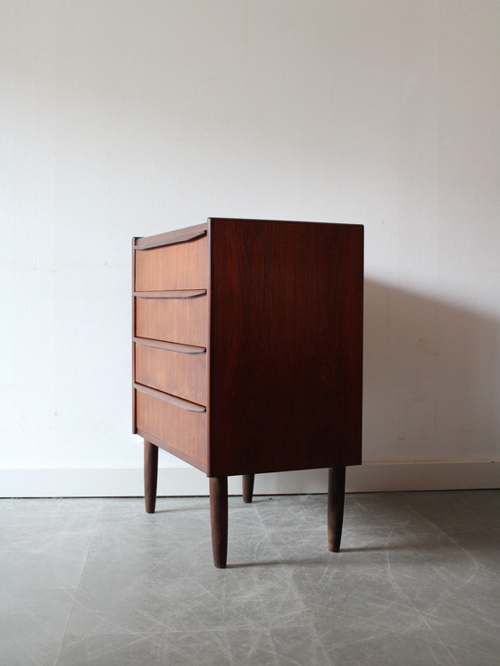 Image 1 of Vintage Danish narrow chest of drawers in teak