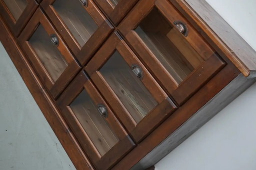 Vintage Dutch pine haberdashery cabinet, mid-20th century