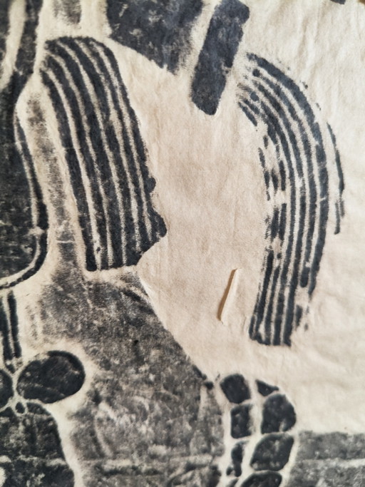 Original 1967 Mid-Century Maya Stone Rubbing – Palenque, Mexico (Framed)
