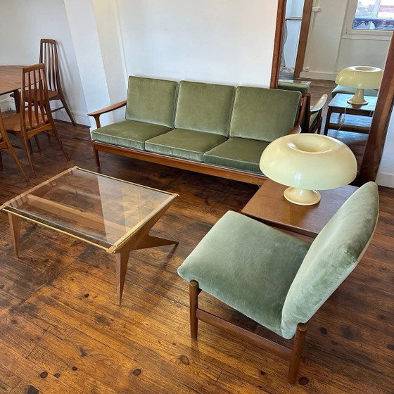 Ensemble canapés scandinaves, 1960, Edvard Valentinsen, Coins salon, Velours, Vert (photo 2 sur 15)