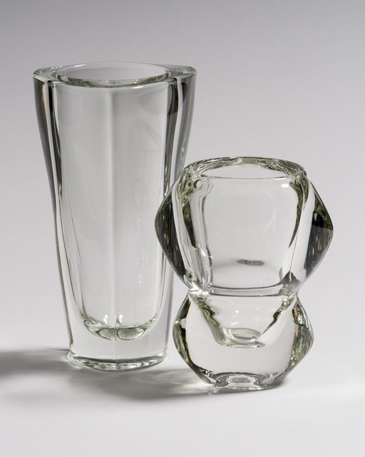 Paire de vases sculpturaux en verre tchèque par František Vízner pour Sklo Union, 1962