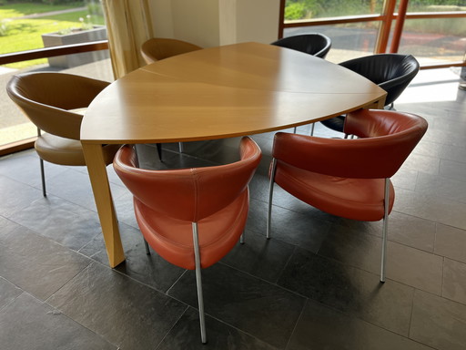 Table de salle à manger Delta et 4 chaises en cuir