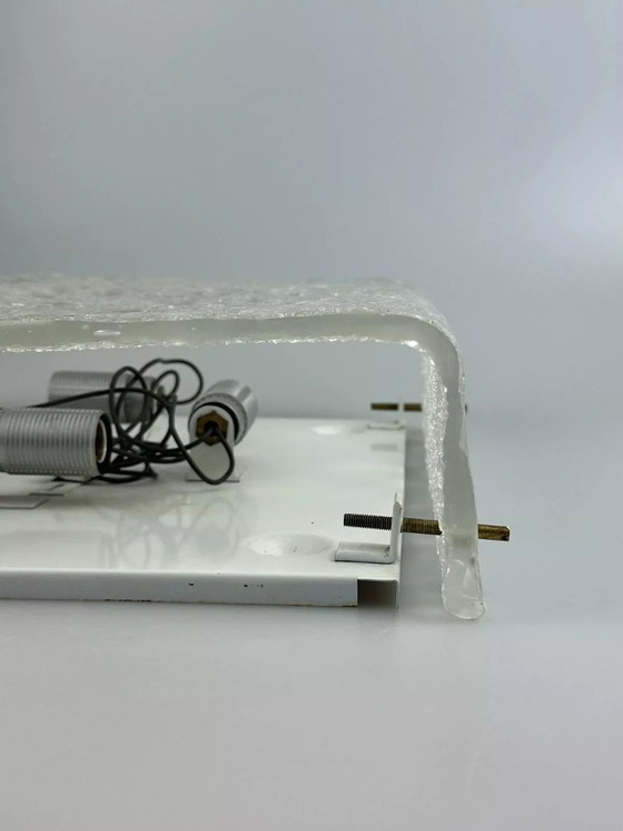 Image 1 of Lampada da soffitto in vetro ghiacciato anni '60-'70 da montare a filo di Kaiser Leuchten Germania
