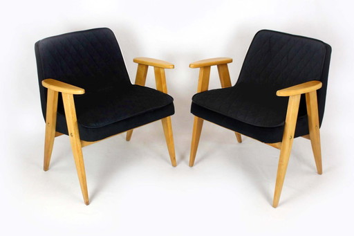 Restored Set of Model 366 Armchairs by Józef Chierowski, Poland, 1960s