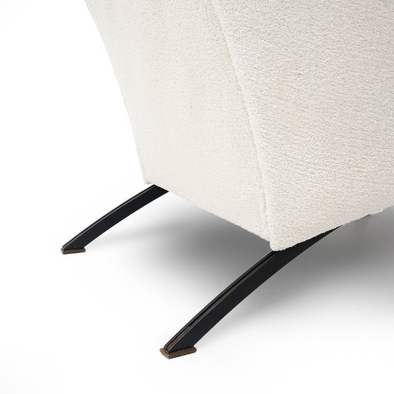 Image 1 of Pair of white bouclé armchairs, 1950s