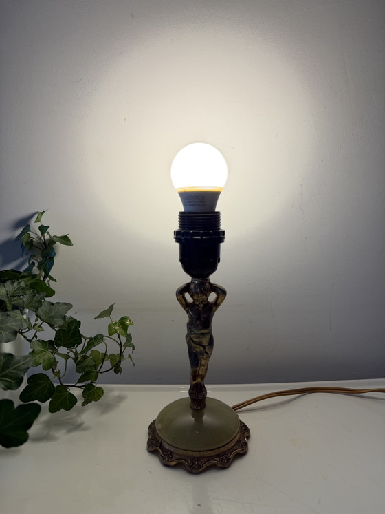 Image 1 of Brass table lamp with onyx base