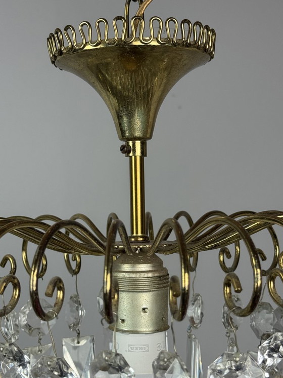 Image 1 of Lámpara de araña decorativa de cristal "fresa" de mediados de siglo, estilo Josef Frank, década de 1960