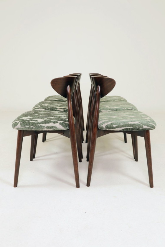 Image 1 of Juego moderno de 6 sillas de comedor con tapicería de jacquard estampado.