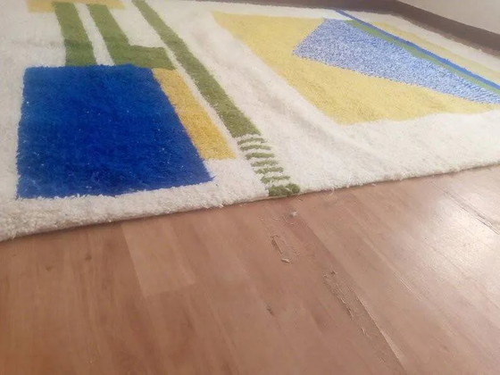 Tappeto berbero tessuto - motivo blu e giallo - tappeto marocchino fatto a mano - 300x210 cm – Tappeti, Wool (photo 4 of 8)