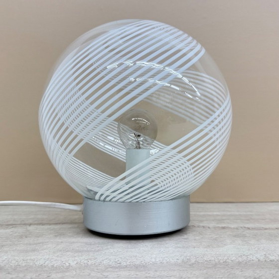 Image 1 of Lámpara de mesa de cristal con diseño en espiral de mediados de siglo, década de 1970, Italia