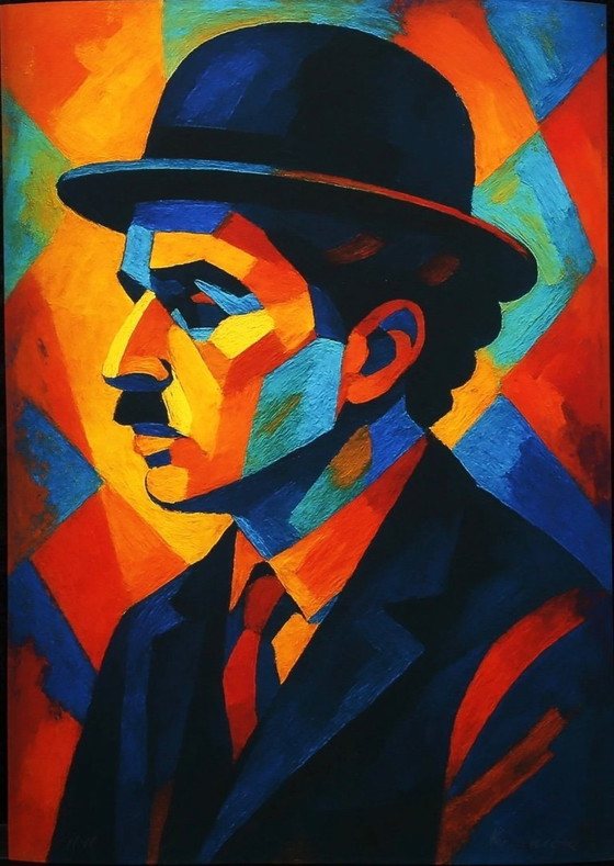 Image 1 of Karmen Moccha: "Charlie Chaplin". Giclée su velluto Hahnemühle, firmata a mano. Edizione 4/10.