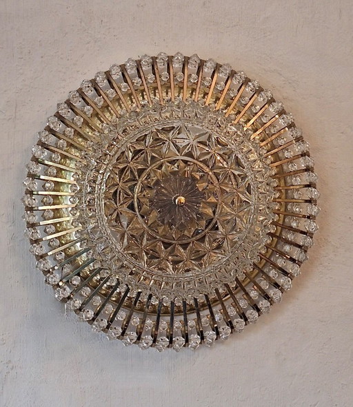 Lámpara de techo de latón y cristal de Ernst Palme Palwa, década de 1970. – plafondlampen, Brass