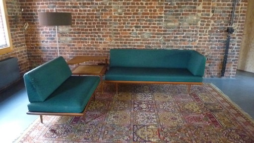 3x Mid - Century Green Sofa