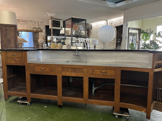 Image 1 of 1950s oak and Formica bar