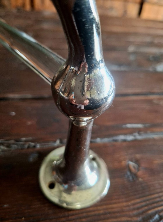 Image 1 of Portasciugamani doppio vintage in vetro massiccio e ottone – da parete per bagno in stile retrò – Funzionale e decorativo