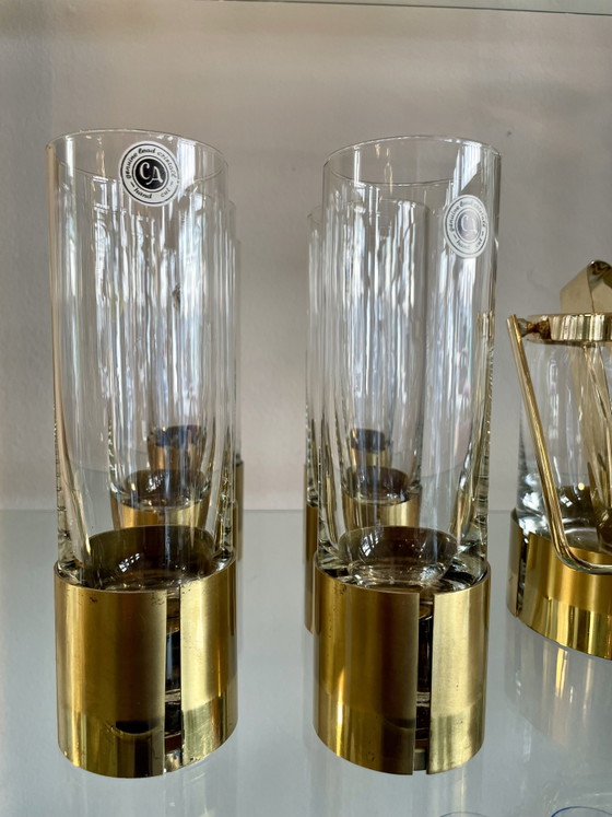 Image 1 of Set da cocktail italiano in cristallo e ottone