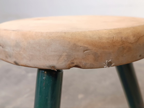 Tabouret trépied en bois rustique vintage, Marron (photo 11 sur 15)