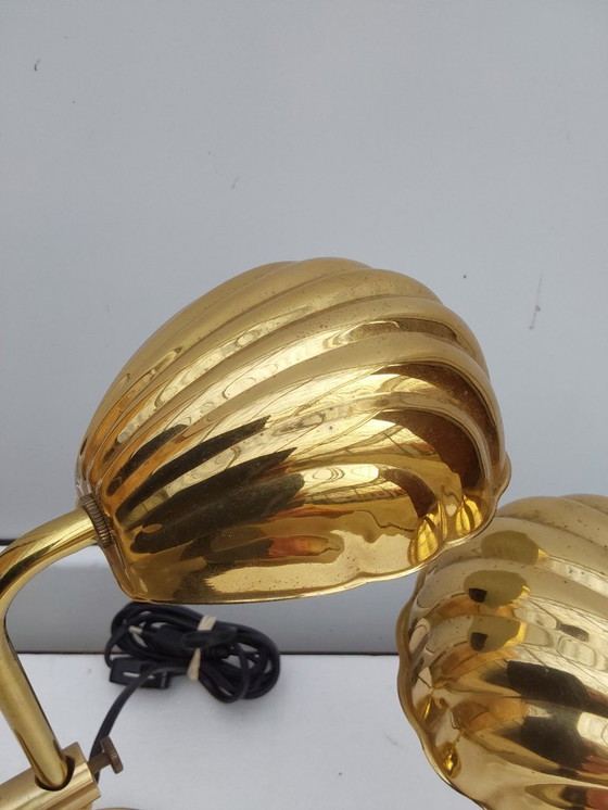 Image 1 of 2 shell lamps gold color HANS KÖGL style shell model