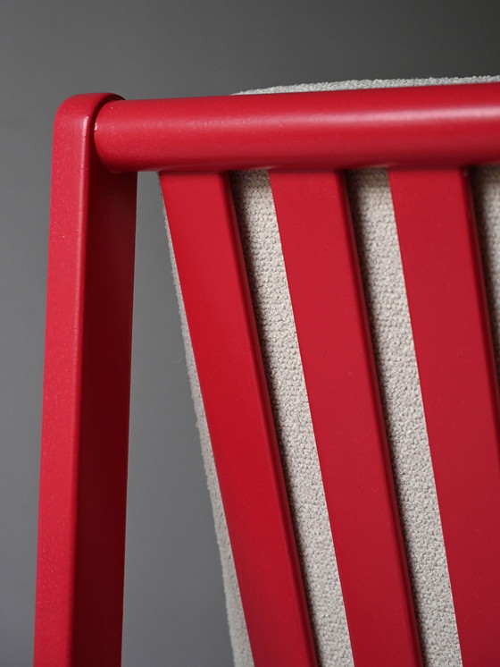 Image 1 of Paire de chaises longues scandinaves vintage, rouge cerise