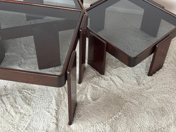 Image 1 of Vintage Italiaanse bijzettafels van Gianfranco Frattini voor Cassina, set van 3.