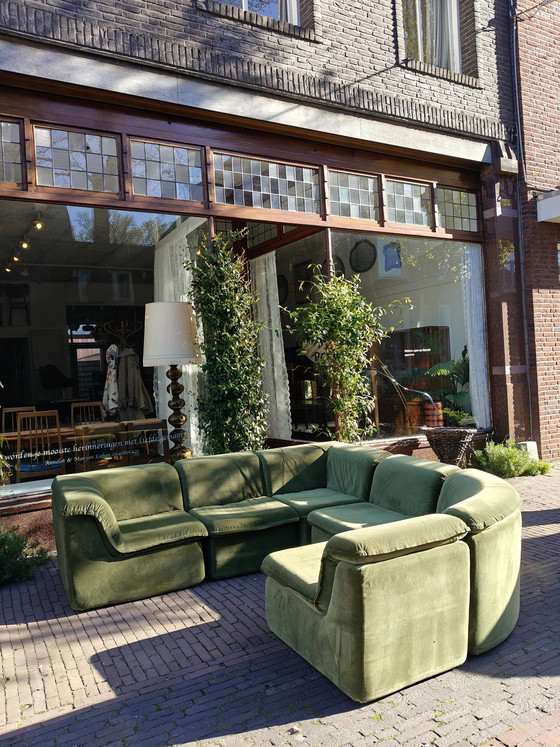 Image 1 of Vintage modulaire grote groene bank