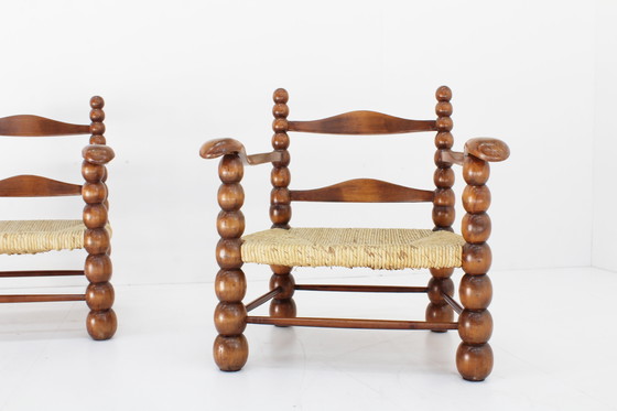 Image 1 of Fauteuils vintage en fuseau Charles Dudouyt 1940s