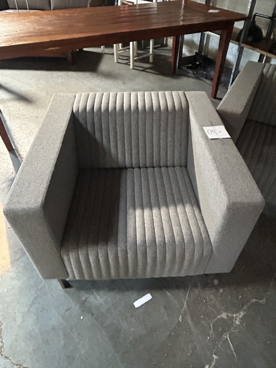 4x Deberenn Mona Design Armchairs Light Grey Ribbed Fabric - As Good As New – Textile (photo 5 of 12)