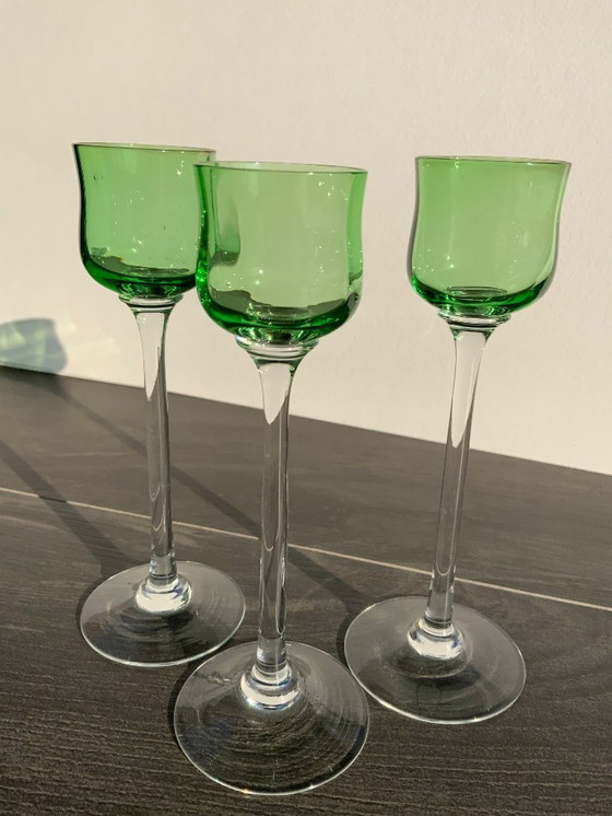 Image 1 of Juego de 3 copas de licor Art Nouveau - Bakalowits & Söhne - Meyr's Neffe - Viena c. 1902​