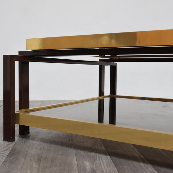 Image 1 of Tavolo Da Salotto Design Hollywood Regency Anni ‘70 Geometrico Ottone Vintage